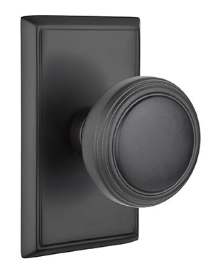 Emtek Norwich Knob With Rectangular Rosette - Flat Black