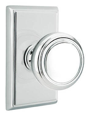 Emtek Norwich Knob With Rectangular Rosette - Polished Chrome