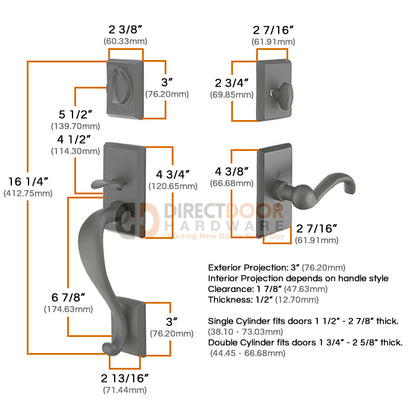 Emtek Sandcast Rectangular Sectional Handleset