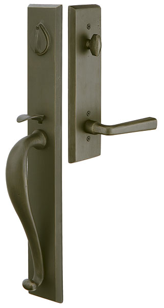 Emtek Rectangular Full Length Handleset with Cimmaron Lever - Medium Bronze