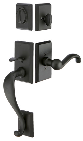 Emtek Rectangular Sectional Handleset - Flat Black with Teton Lever
