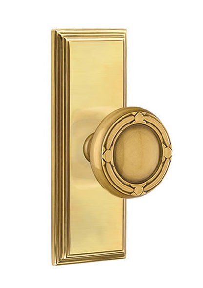 Emtek Ribbon and Reed Knob with 7 Inch Wilshire Sideplate