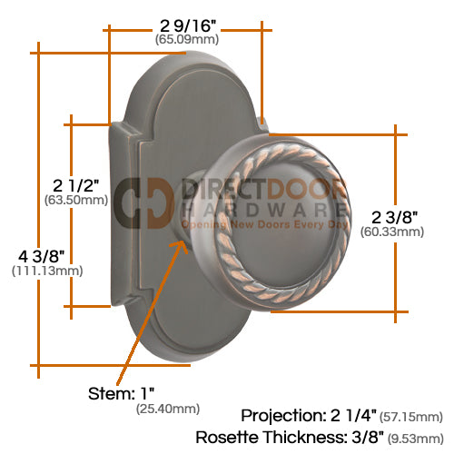Emtek Rope Knob with #8 Rosette