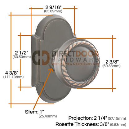 Emtek Rope Knob with #8 Rosette