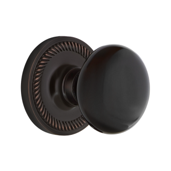 Nostalgic Warehouse Rope Rosette with Black Porcelain Knob - Timeless Bronze