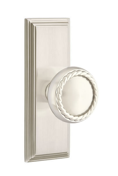 Emtek Rope Knob with 7 Inch Wilshire Sideplate