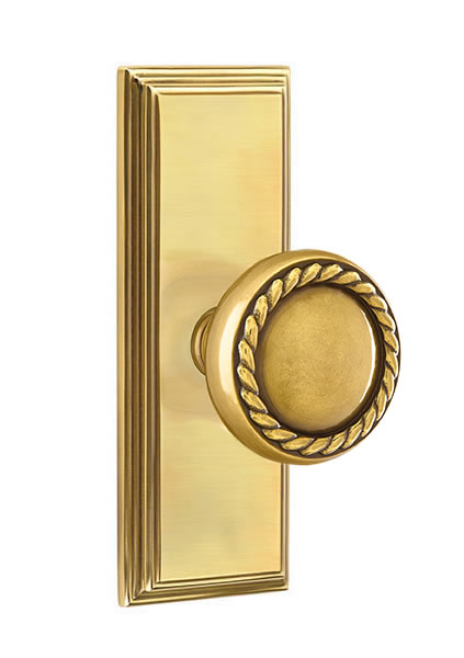 Emtek Rope Knob with 7 Inch Wilshire Sideplate