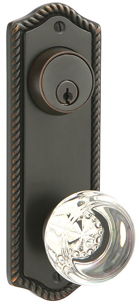 Emtek Rope Sideplate Lock - Georgetown Knob - Oil Rubbed Bronze