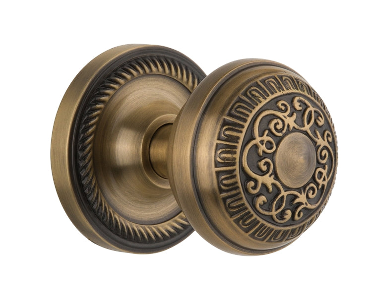 Nostalgic Warehouse Egg and Dart Knob with Rope Rosette - Antique Brass