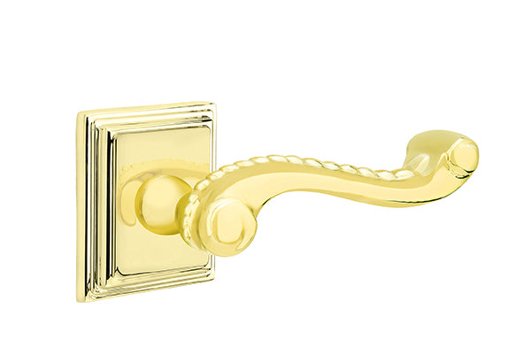 Emtek Rope Lever Polished Brass-Wilshire Rosette