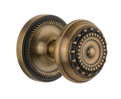 Nostalgic Warehouse Meadows Knob with Rope Rosette - Antique Brass