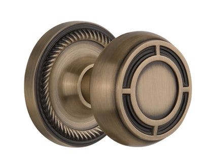 Nostalgic Warehouse Brown Porcelain Knob with Rope Rosette ( All Mortise Come W/ Keyhole )