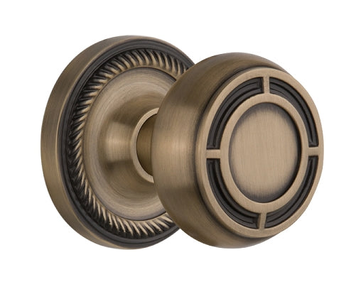 Nostalgic Warehouse Brown Porcelain Knob with Rope Rosette ( All Mortise Come W/ Keyhole )