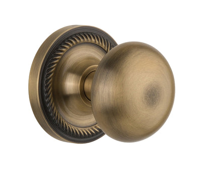 Nostalgic Warehouse New York Knob with Rope Rosette - Antique Brass