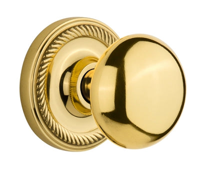 Nostalgic Warehouse New York Knob with Rope Rosette - Polished Brass