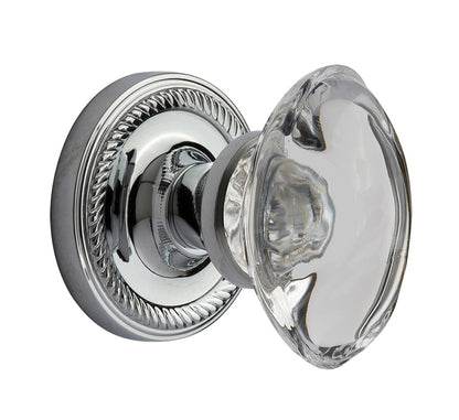 Nostalgic Warehouse Rope Rosette with Oval Clear Crystal Knob - Bright Chrome