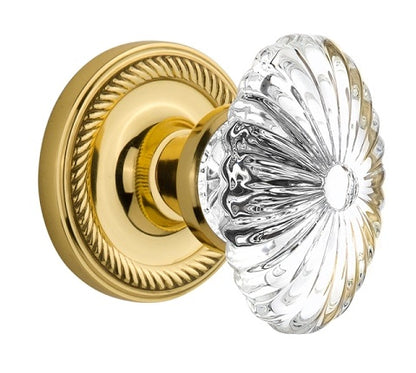 Nostalgic Warehouse Rope Rosette with Oval Fluted Crystal Knob