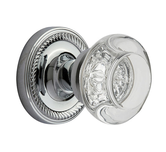 Nostalgic Warehouse Rope Rosette with Round Clear Crystal Knob
