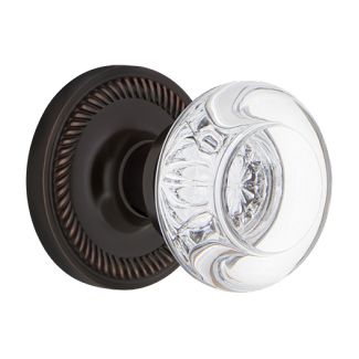 Nostalgic Warehouse Rope Rosette with Round Clear Crystal Knob Immortise Lock-Timeless Bronze