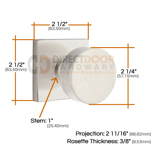 Emtek Round Knob Specs Square Rosette