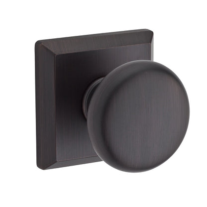 Baldwin Reserve Series Round Knob With Traditional Square Rosette Satin Black