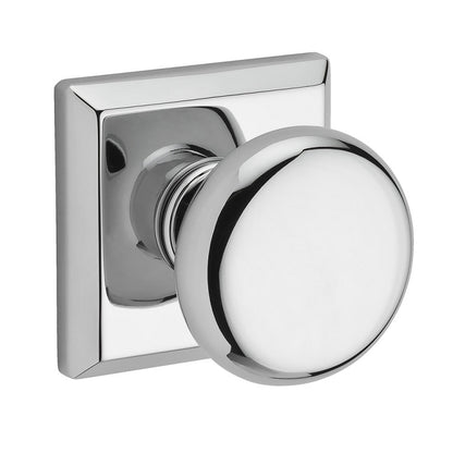 Baldwin Reserve Series Round Knob With Traditional Square Rosette Polished Chrome