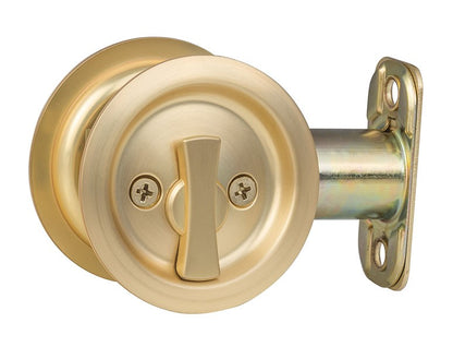 Sure-Loc Privacy Pocket Door Set in Satin Brass