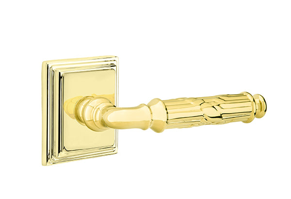 Emtek Ribbon & Reed Lever Polished Brass-Wilshire Rosette