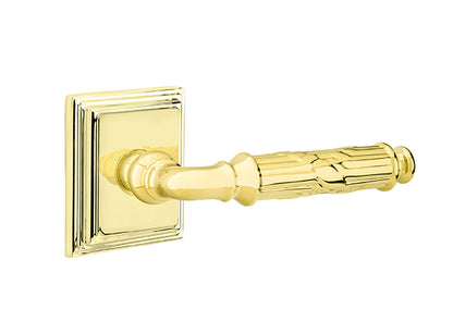 Emtek Ribbon & Reed Lever Polished Brass-Wilshire Rosette