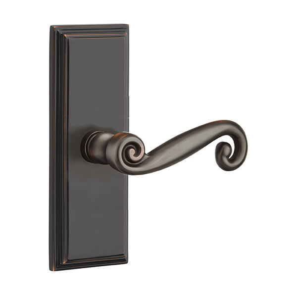Emtek Rustic Lever with 7 Inch Wilshire Sideplate