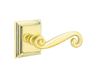 Emtek Rustic Lever Polished Brass-Wilshire Rosette