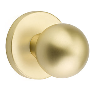 Emtek Orb Modern Door Knob with Disk Rosette - Satin Brass