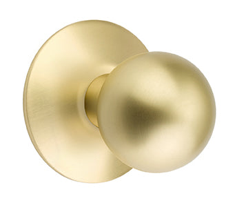 Emtek Orb Modern Door Knob with Modern Rosette - Satin Brass