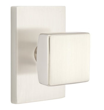 Emtek Square Modern Door Knob with Modern Rectangular Rosette
