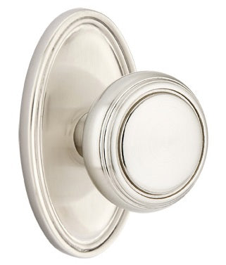 Emtek Norwich Knob With Oval Rosette - Satin Nickel