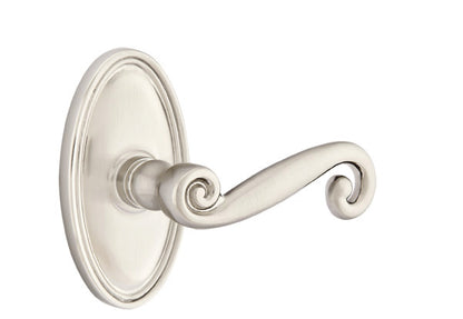 Emtek Rustic Lever - Oval Rosette - Satin Nickel