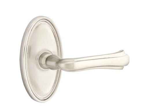 Emtek Wembley Lever - Oval Rosette - Satin Nickel