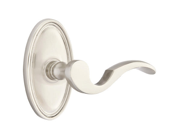 Emtek Cortina Lever - Shown with Oval Rosette Satin Nickel