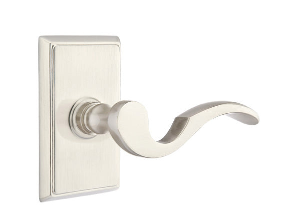 Emtek Cortina Lever - Shown with Rectangular Rosette Satin Nickel