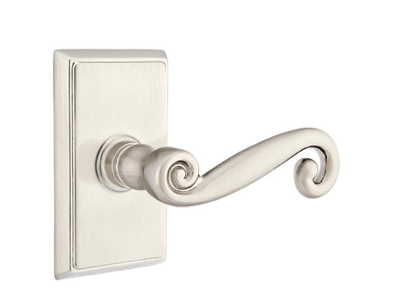 Emtek Rustic Lever - Rectangular Rosette - Satin Nickel