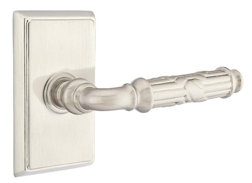 Emtek Ribbon & Reed Lever - Rectangular Rosette - Satin Nickel