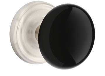 Emtek Ebony Porcelain Knob With Regular Rosette Polished Nickel