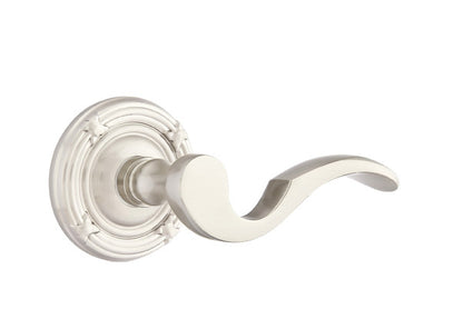 Emtek Cortina Lever - Shown with Ribbon & Reed Rosette Satin Nickel
