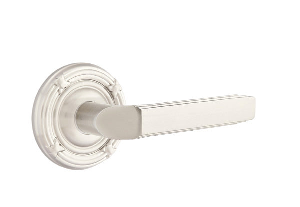 Emtek Milano Lever Satin Nickel-Ribbon and Reed Rosette