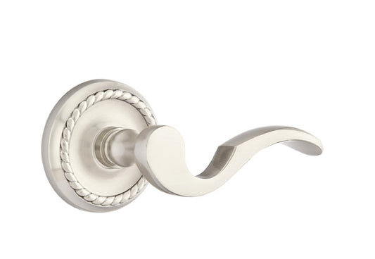 Emtek Cortina Lever - Shown with Rope Rosette Satin Nickel