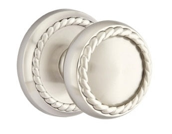 Emtek Rope Knob - Shown with Rope Rosette - Satin Nickel