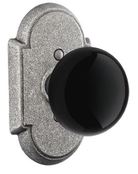 Emtek Madison Black Knob Satin Steel Style 1 Rosette