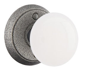 Emtek Madison Ivory Knob Satin Steel Style 2 Rosette
