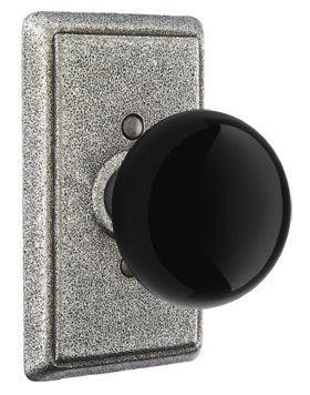 Emtek Madison Black Knob Satin Steel Style 3 Rosette