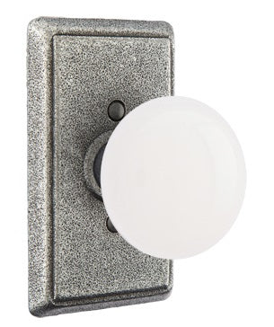 Emtek Madison Ivory Knob Satin Steel Style 3 Rosette